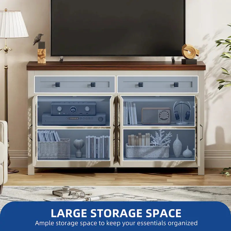 55" Farmhouse Sideboard Buffet Cabinet With Storage, Coffee Bar Cabinet