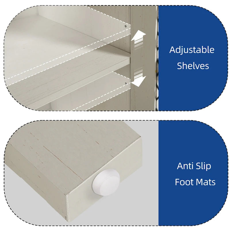 55" Farmhouse Sideboard Buffet Cabinet With Storage, Coffee Bar Cabinet