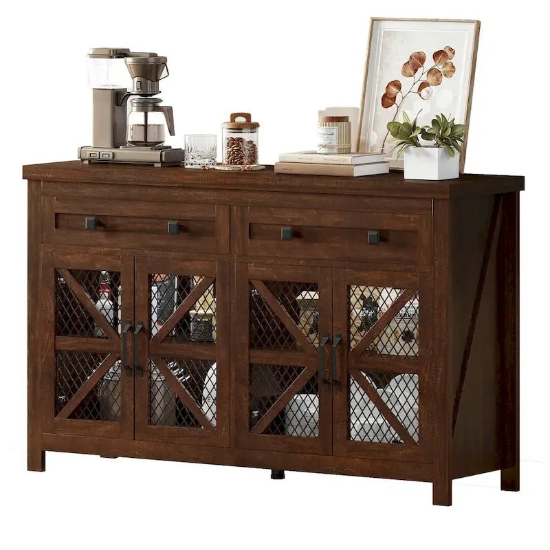 55" Farmhouse Sideboard Buffet Cabinet With Storage, Coffee Bar Cabinet