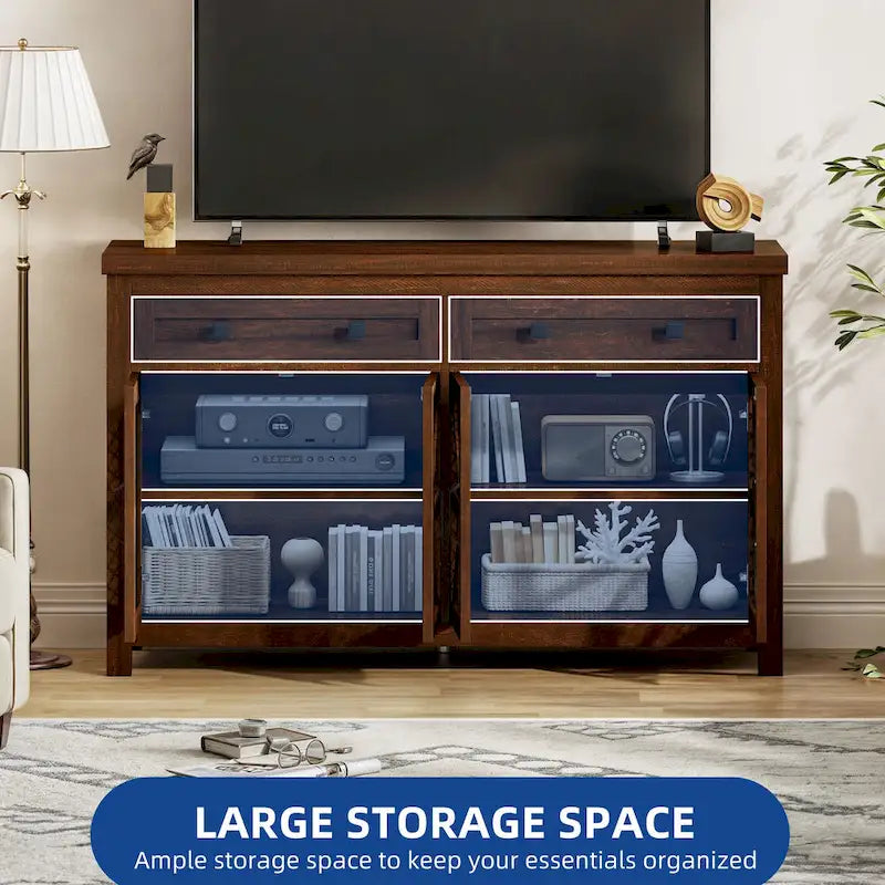 55" Farmhouse Sideboard Buffet Cabinet With Storage, Coffee Bar Cabinet