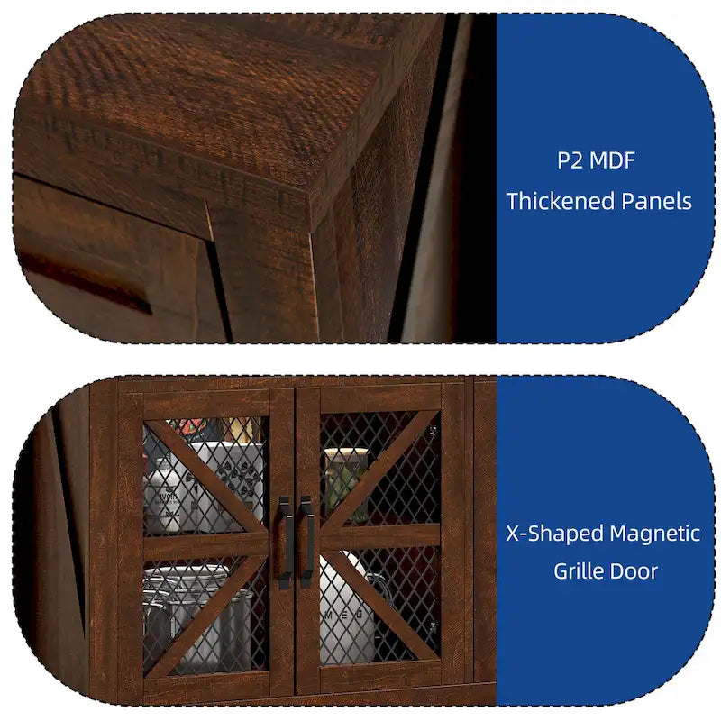 55" Farmhouse Sideboard Buffet Cabinet With Storage, Coffee Bar Cabinet