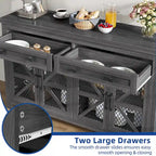 55" Farmhouse Sideboard Buffet Cabinet With Storage, Coffee Bar Cabinet