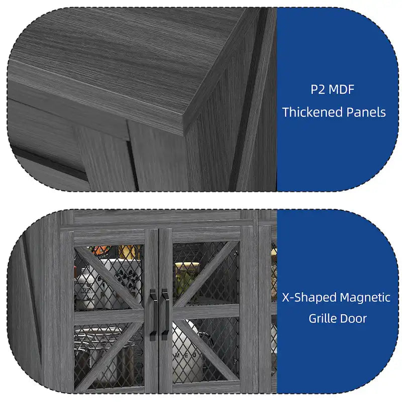 55" Farmhouse Sideboard Buffet Cabinet With Storage, Coffee Bar Cabinet