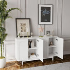 4-Door Intaglio Storage Cabinet with Pine Legs