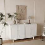 4-Door Intaglio Storage Cabinet with Pine Legs