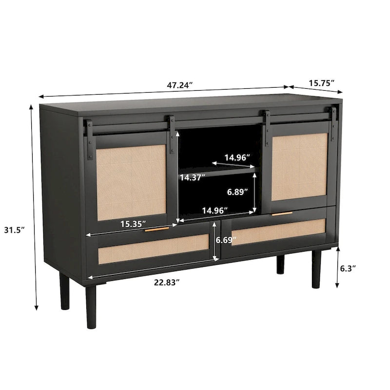 Mobile Contenitore con Anta Scorrevole Stile Barn - N/A