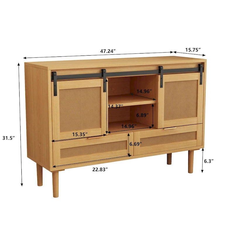 Mobile Contenitore con Anta Scorrevole Stile Barn - N/A