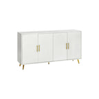 Wood TV Stand with Storage Cabinet and Adjustable Shelves