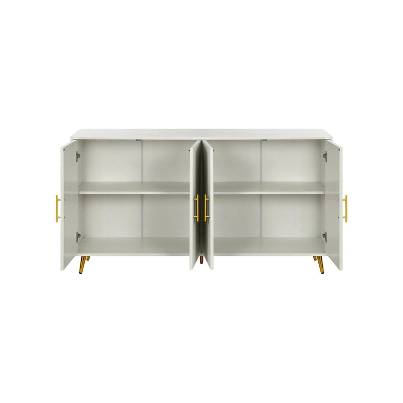 Wood TV Stand with Storage Cabinet and Adjustable Shelves