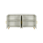 Wood TV Stand with Storage Cabinet and Adjustable Shelves