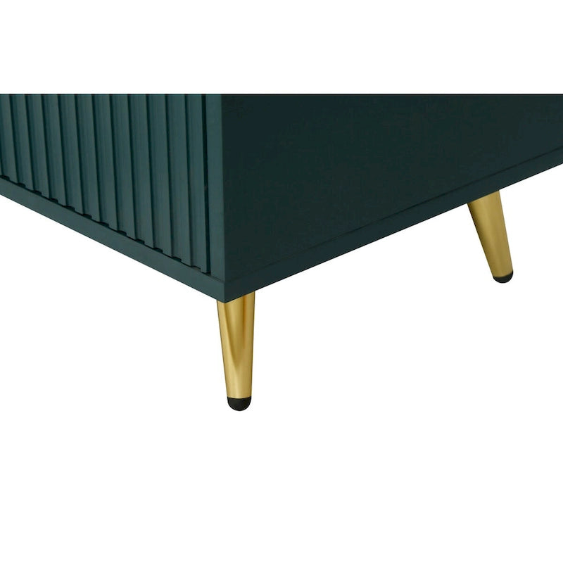 Wood TV Stand with Storage Cabinet and Adjustable Shelves