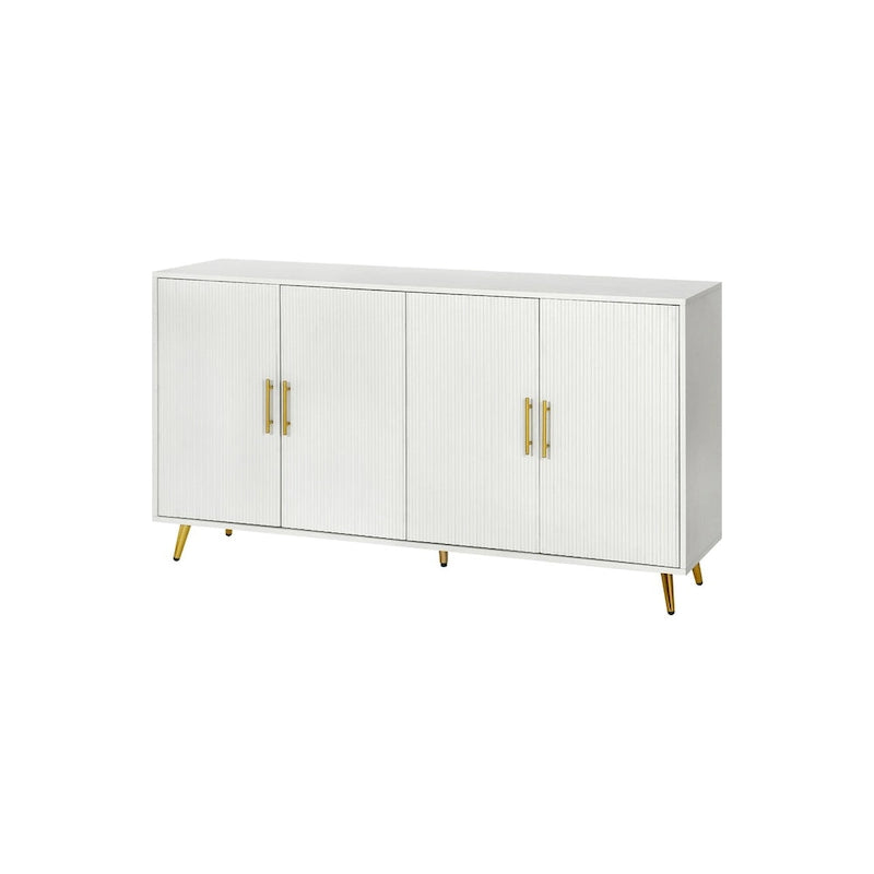 Wood TV Stand with Storage Cabinet and Adjustable Shelves