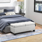 Panca pouf contenitore rivestita con cerniere di sicurezza
