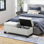 Panca pouf contenitore rivestita con cerniere di sicurezza