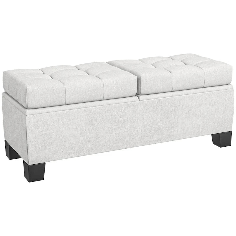 Panca pouf contenitore rivestita con cerniere di sicurezza