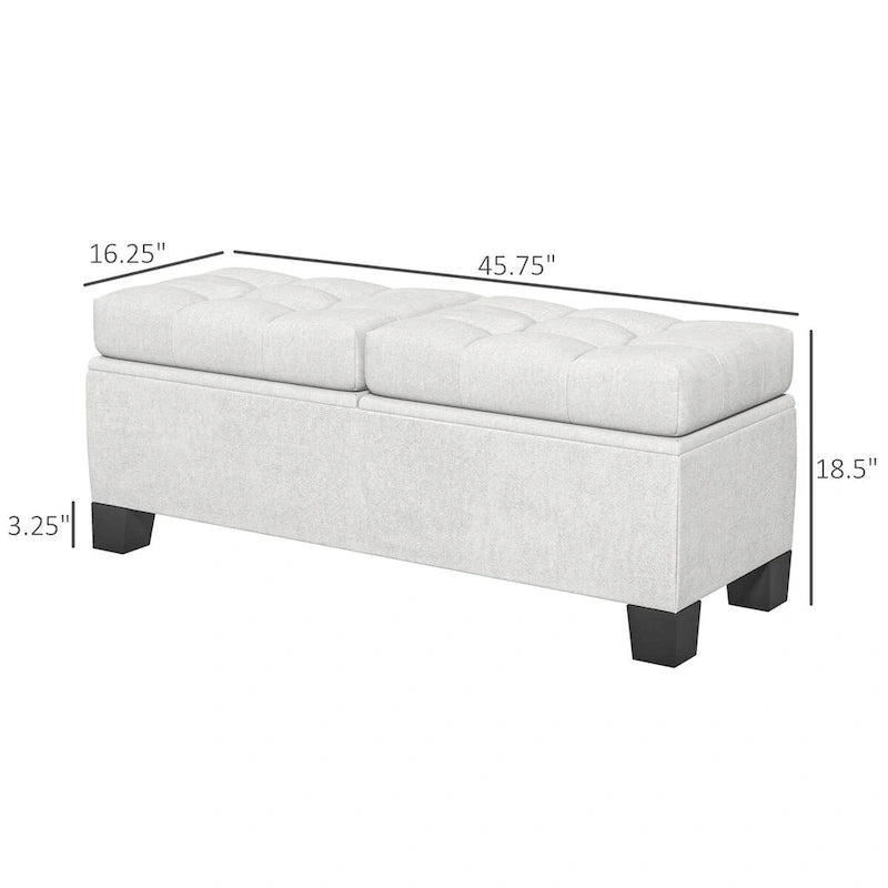 Panca pouf contenitore rivestita con cerniere di sicurezza