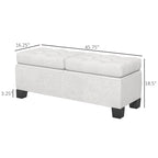 Panca pouf contenitore rivestita con cerniere di sicurezza