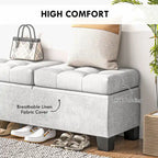 Panca pouf contenitore rivestita con cerniere di sicurezza