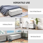 Panca pouf contenitore rivestita con cerniere di sicurezza