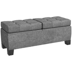 Panca pouf contenitore rivestita con cerniere di sicurezza