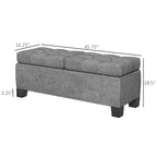 Panca pouf contenitore rivestita con cerniere di sicurezza