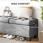 Panca pouf contenitore rivestita con cerniere di sicurezza