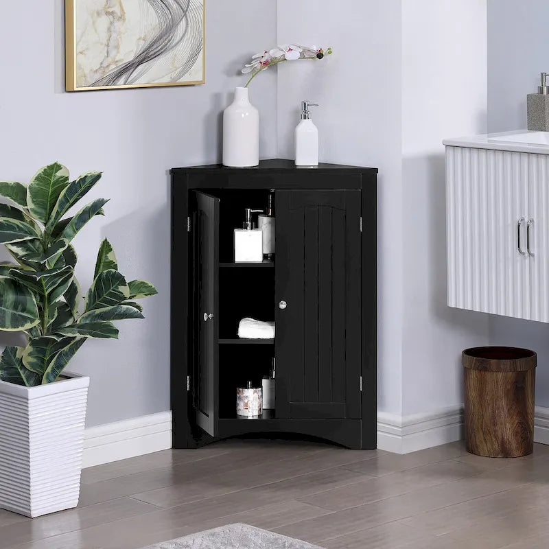 Madia credenza, mobile angolare da bagno con ante e ripiani, cucina, soggiorno, armadietto contenitore autoportante