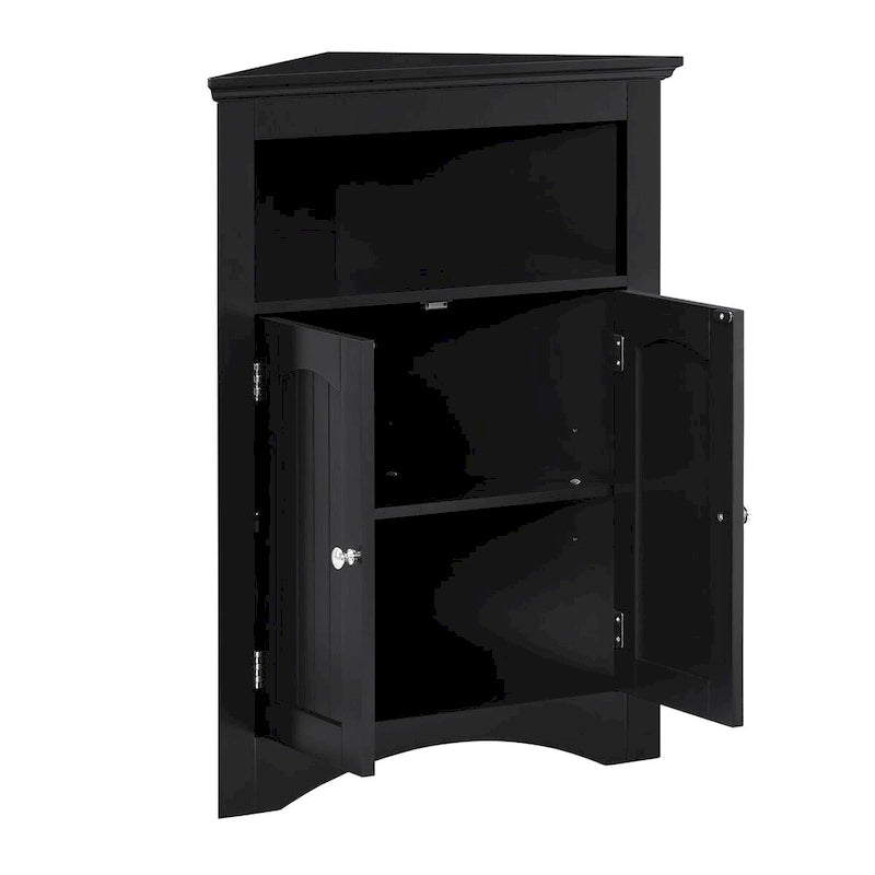 Madia credenza, mobile angolare da bagno con ante e ripiani, cucina, soggiorno, armadietto contenitore autoportante