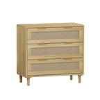 3-Drawers Rattan Storage Cabinet Rattan Drawer (Set of 2),for Bedroom,Living Room,Dining Room,Hallways,Oak