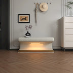 Panca da ingresso, pouf in pelle con luci LED e sensore per soggiorno, camera da letto, fondo letto