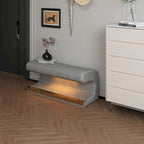 Panca da ingresso, pouf in pelle con luci LED e sensore per soggiorno, camera da letto, fondo letto