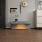 Panca da ingresso, pouf in pelle con luci LED e sensore per soggiorno, camera da letto, fondo letto