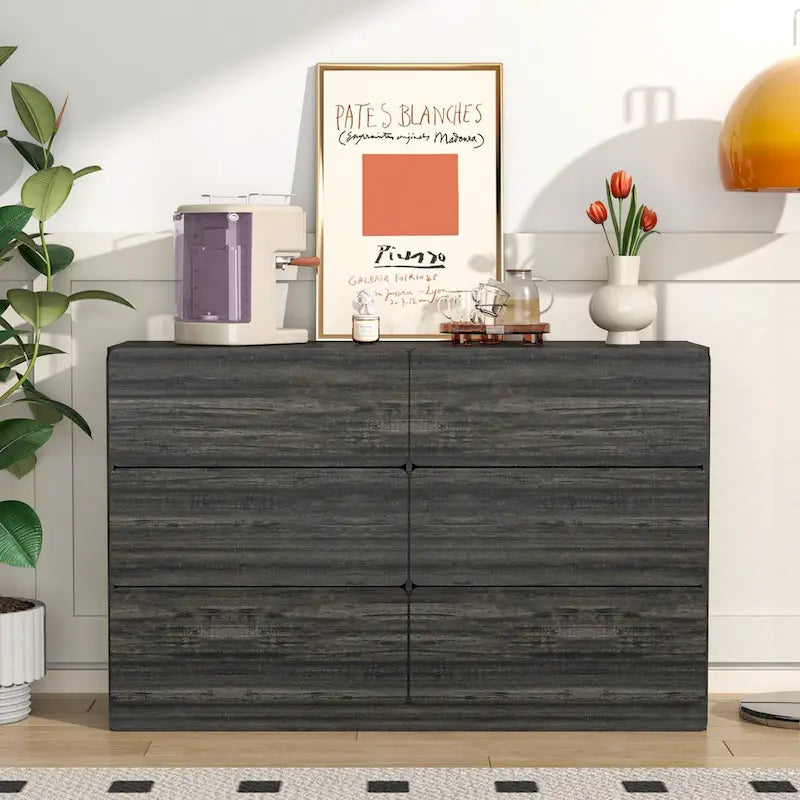 Cassettiera, mobile bar, credenza, mobile contenitore, angoli dei cassetti piatti, sei cassetti