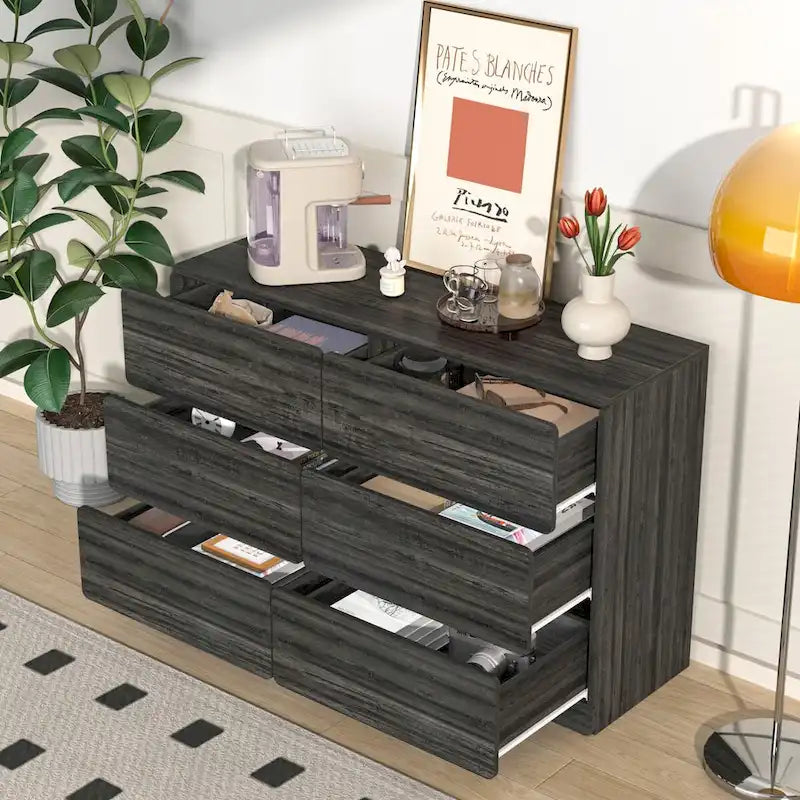 Cassettiera, mobile bar, credenza, mobile contenitore, angoli dei cassetti piatti, sei cassetti