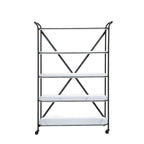 5-Tier 66H Tray-Style Enameled Metal Shelving Unit with Locking Caster Wheels