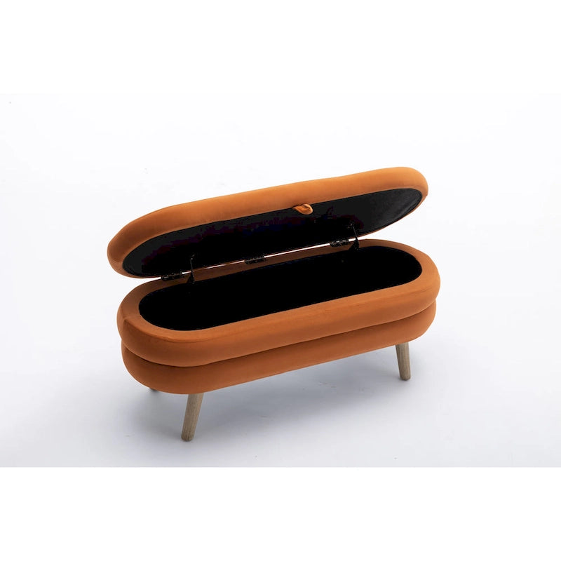 Panca contenitore per camera da letto con gambe in legno