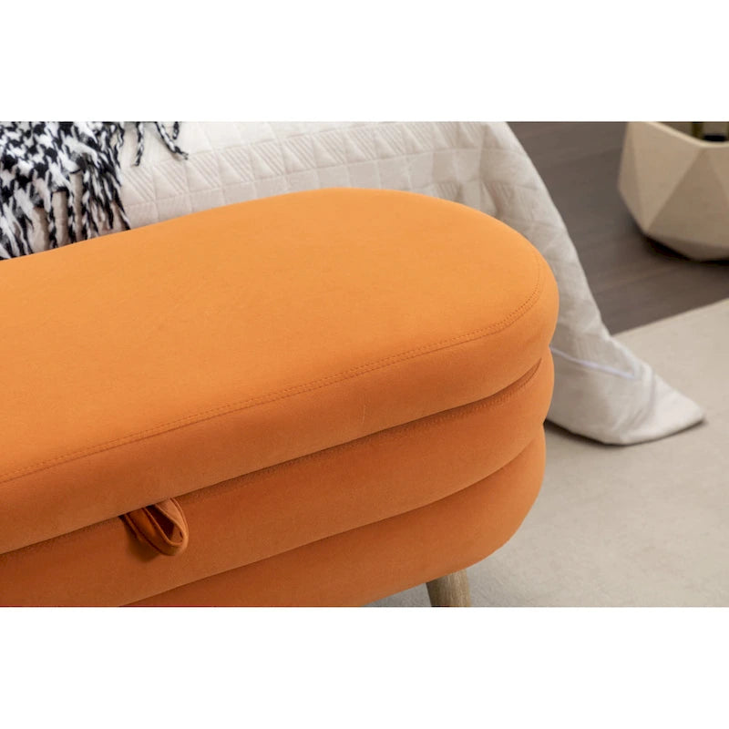 Panca contenitore per camera da letto con gambe in legno