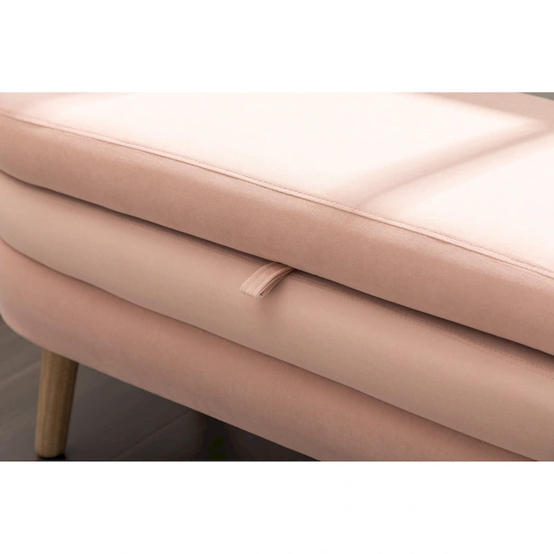 Panca contenitore per camera da letto con gambe in legno