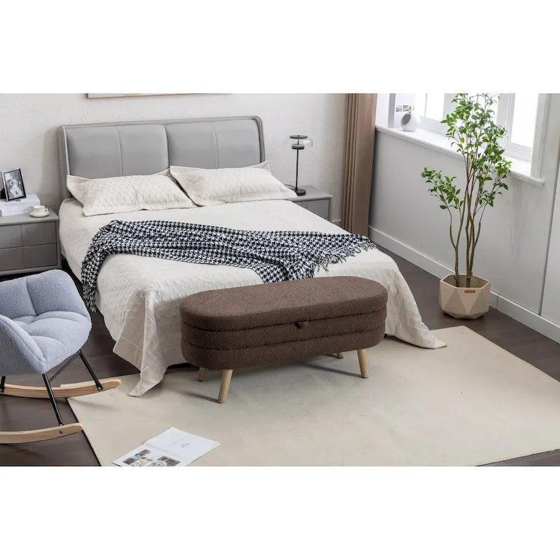 Panca contenitore per camera da letto con gambe in legno