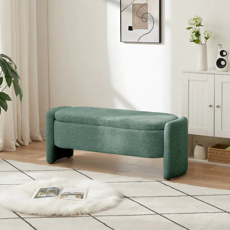 Fleece Fabric Bench with Large Storage Space