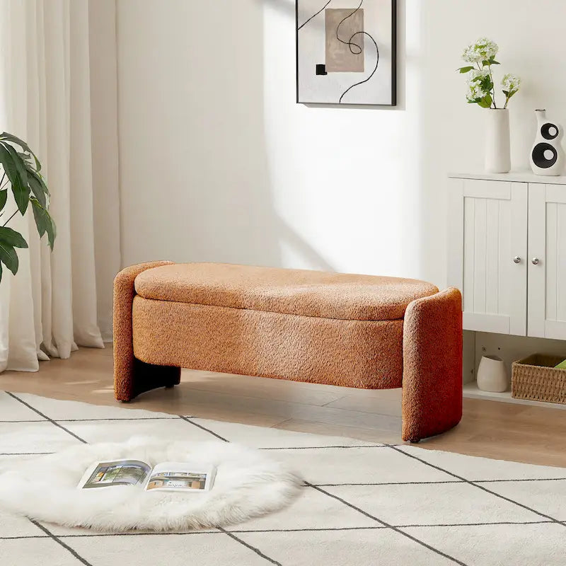 Panca in Tessuto Pile con Ampio Spazio Contenitore