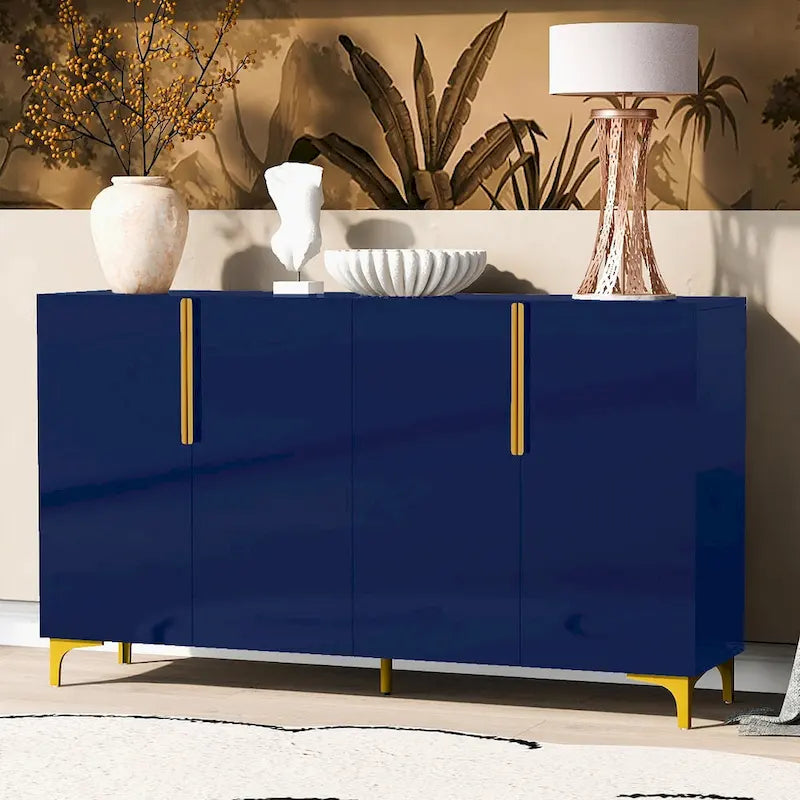 A Glossy Finish Light Luxury Storage Cabinet, Adjustable, Suitable for Living Room, Study, Hallway.