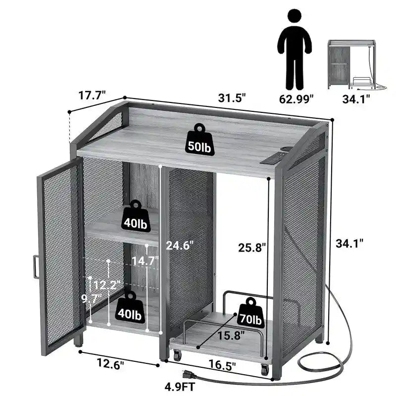 3-Tier Office Filing Cabinets - 16.5D x 31.5W x 34H