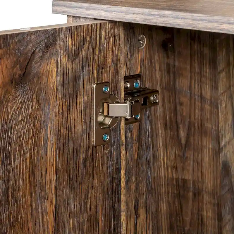 Credenza a 4 ante e 4 ripiani aperti, mobiletto indipendente per ingresso, ufficio, camera da letto