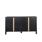 Credenza a 4 ante e 4 ripiani aperti, mobiletto indipendente per ingresso, ufficio, camera da letto