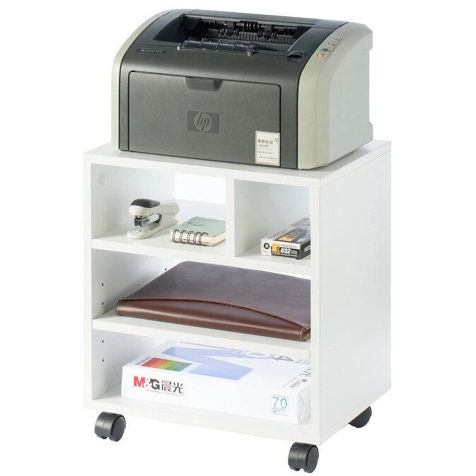 Supporto per stampante da ufficio in legno con ruote