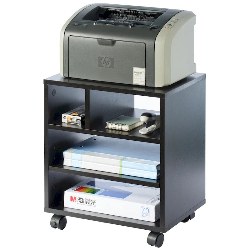 Supporto per stampante da ufficio in legno con ruote