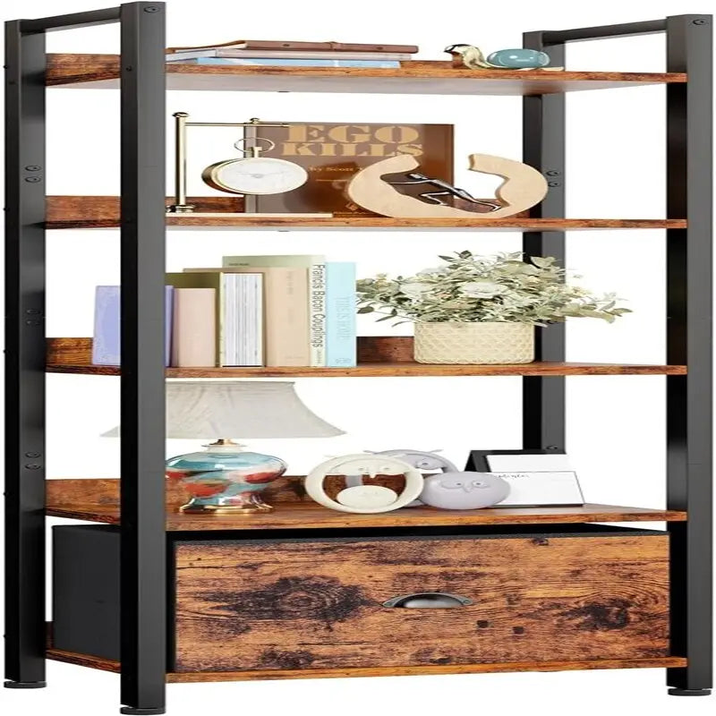 Libreria a 5 Ripiani con Cassetto