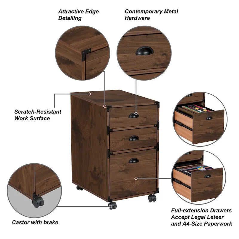 3 Drawers Mobile File Cabinet