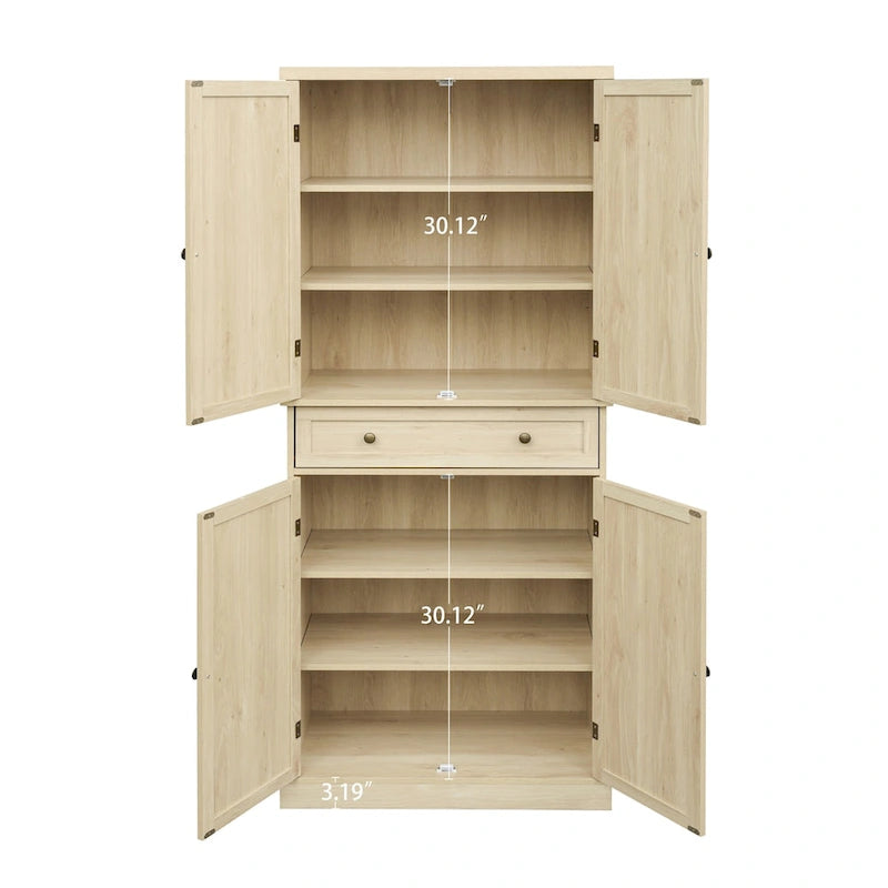 Armadietto a 4 ante con 1 cassetto, con 4 ripiani interni regolabili, mobile contenitore